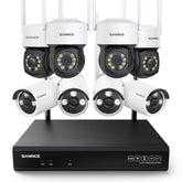 5MP 8-Channel Wireless PT & Bullet Security Camera System, 8MP NVR, 5MP Wifi Pan & Tilt IP Cameras, Two-Way Audio, IP66 Waterproof, Smart AI Human Detection, Work With Alexa